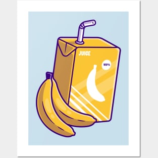 Banana Juice Box Cartoon Posters and Art